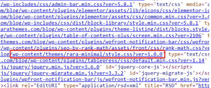 ค้นหาบรรทัด CSS สไตล์ในแหล่งที่มาของหน้า