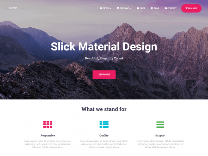 Hestia Kostenloses WordPress-Theme