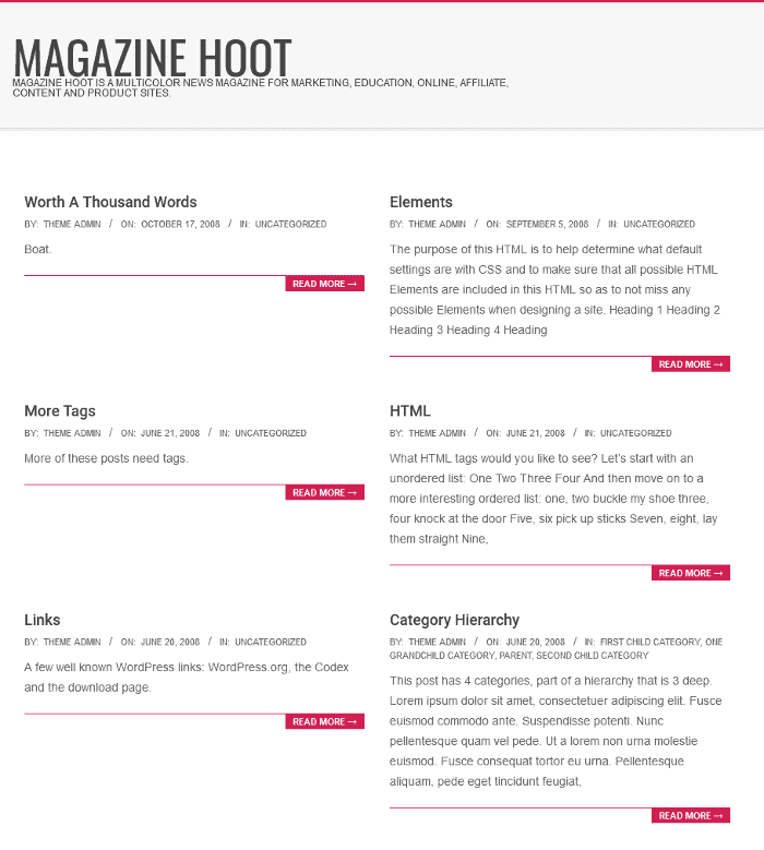 Журнал Hoot WordPress тема