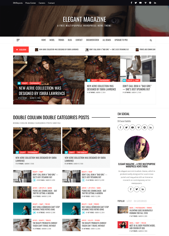 Элегантная журнальная тема WordPress