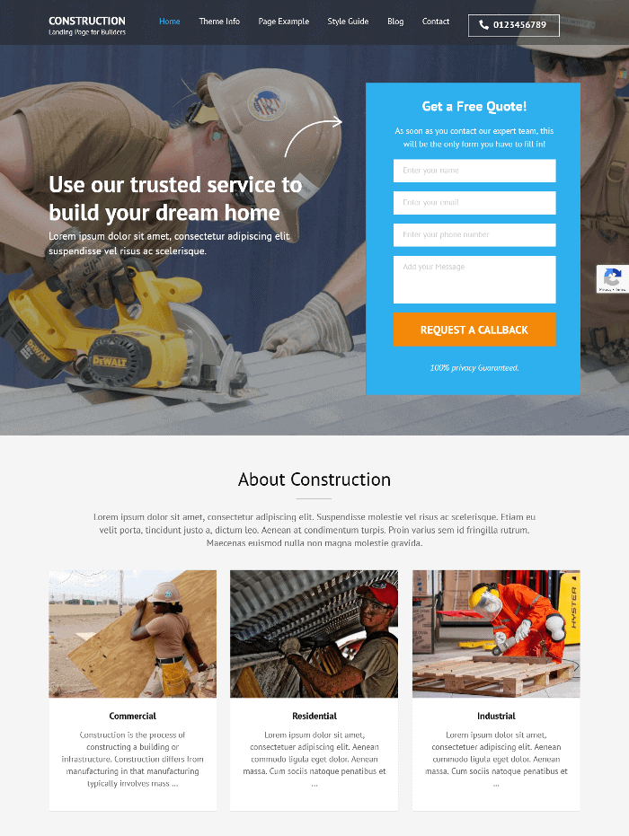Bau Landing Page WordPress Theme