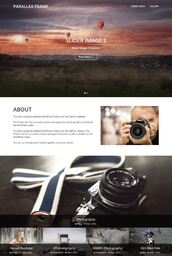 Parallax Frame WordPress-Theme