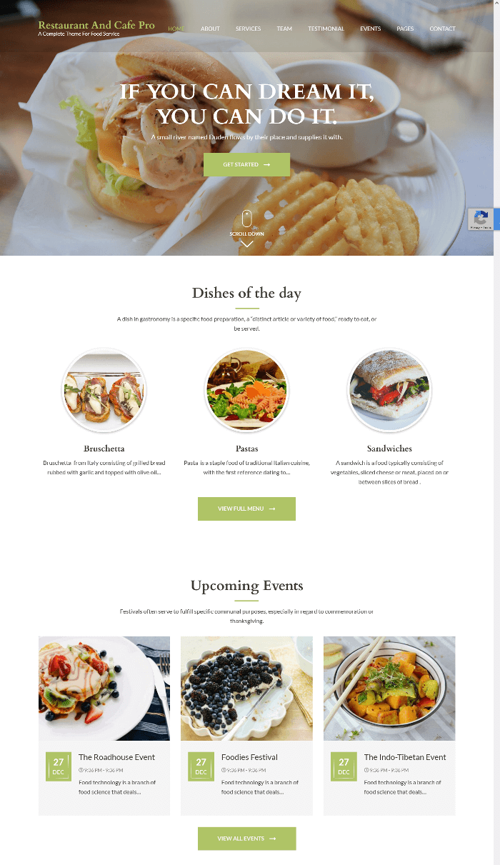 Tema WordPress Restaurant și Cafe Pro