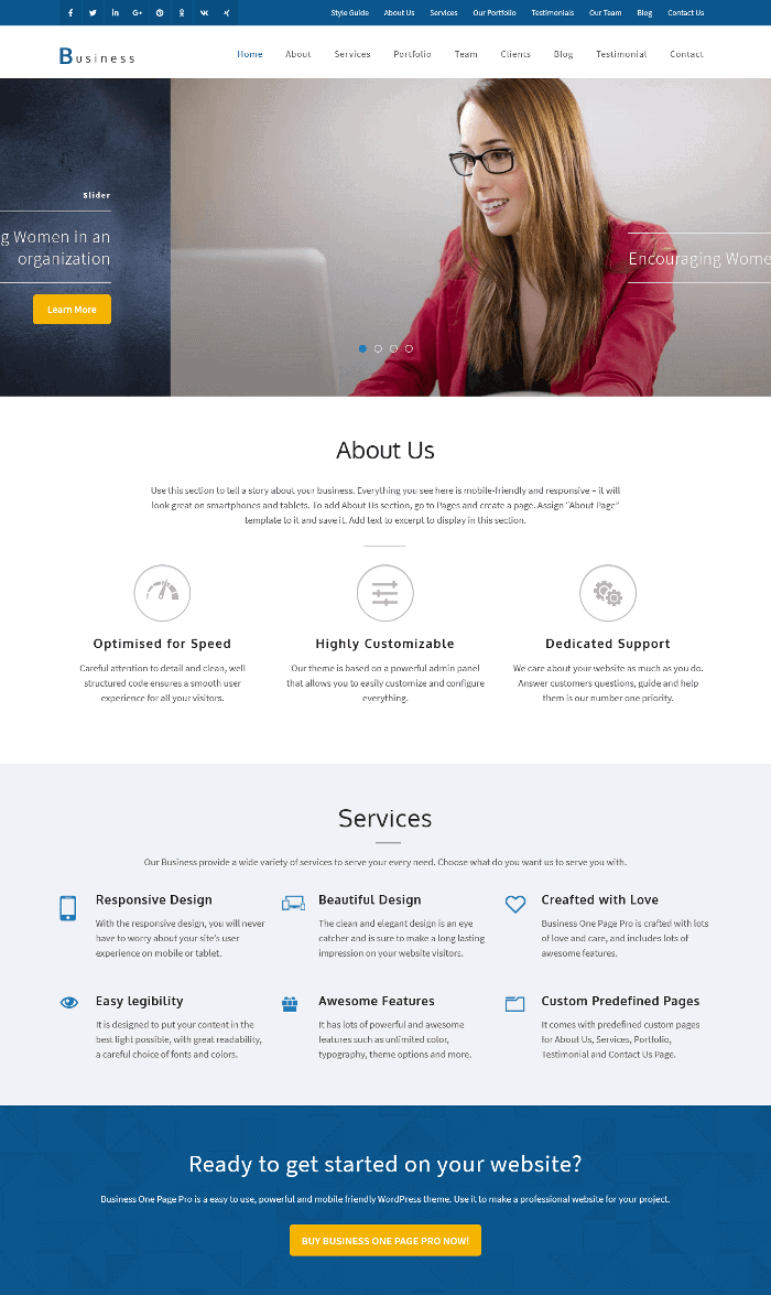 Tema WordPress Business One Page Pro