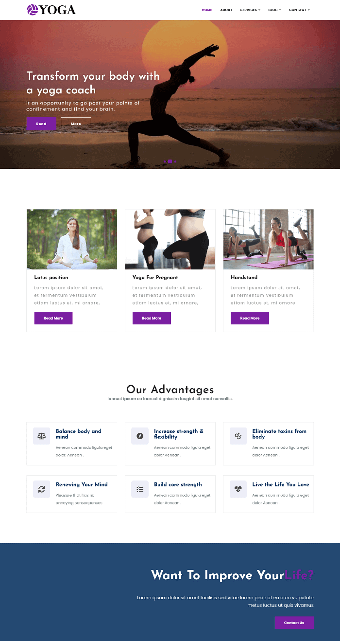 Тема WordPress для йоги