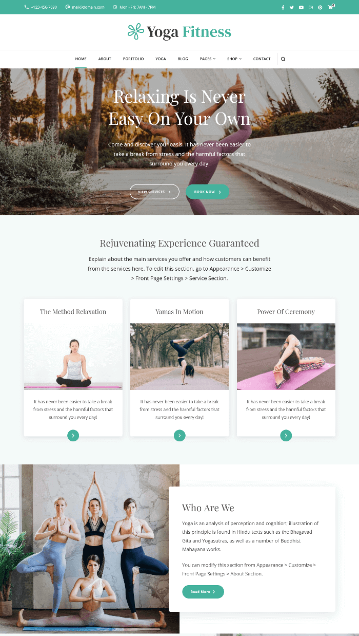Тема WordPress для йоги и фитнеса