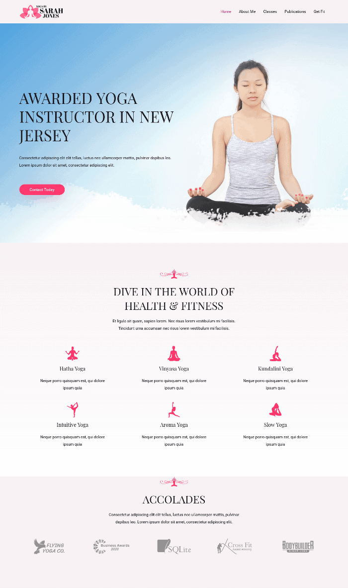 Astra - тема WordPress для инструкторов по йоге