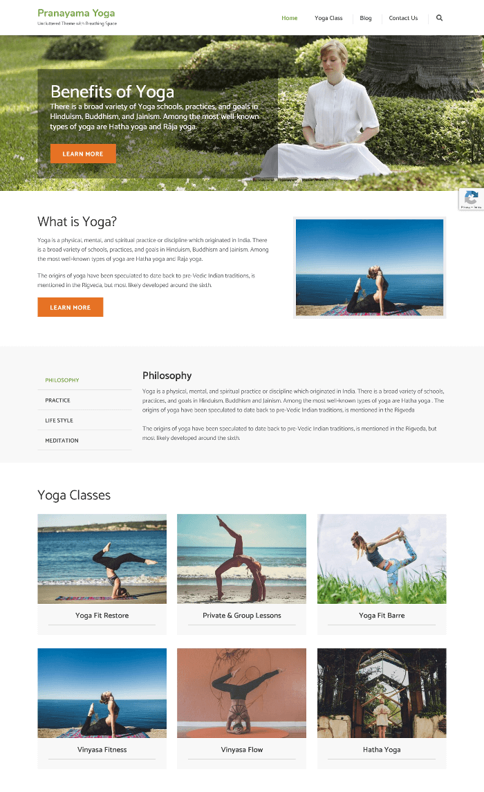 Тема WordPress для пранаямы йоги