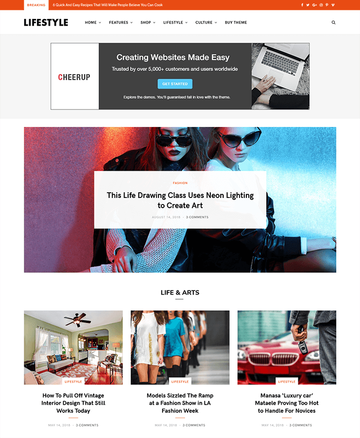 CheerUp Lifestyle WordPress-Theme