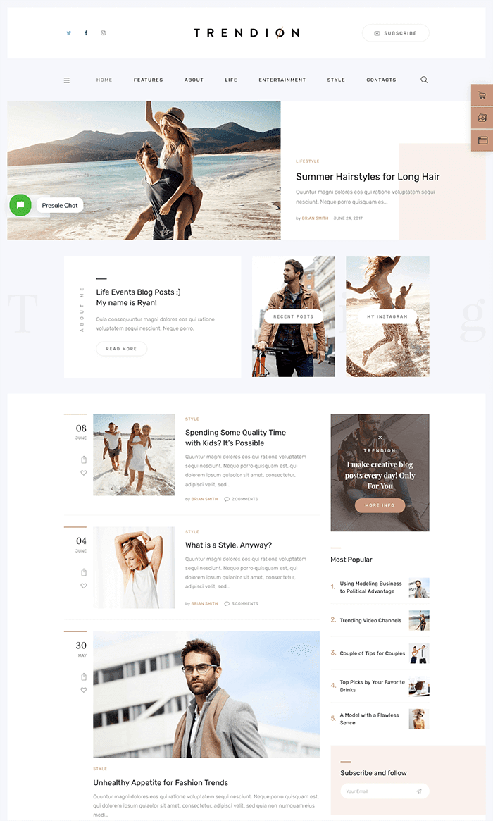 Trendion Personal Blog Theme