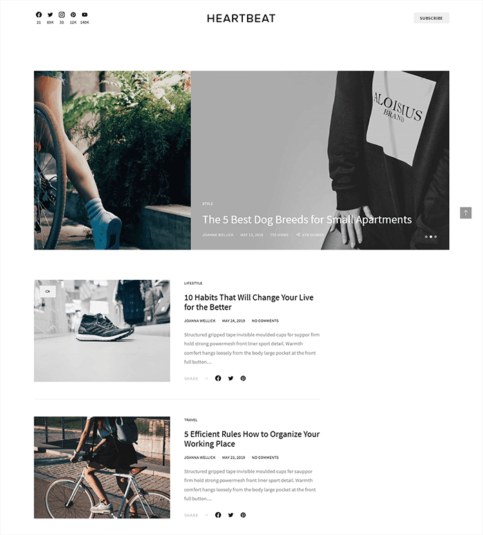 Heartbeat Lifestyle Blog Magazin WordPress-Theme