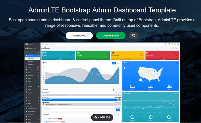 Kostenlose Bootstrap-Admin-Vorlage AdminLTE IO