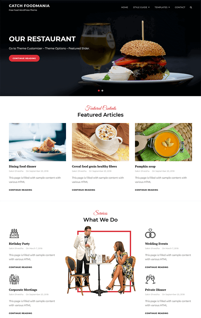 Holen Sie sich Foodmania Free Food WordPress Theme