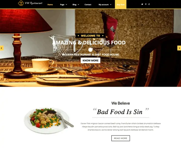 VW Restaurant Lite WordPress-Theme