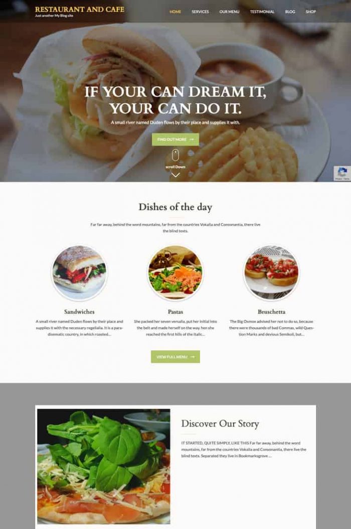 Kostenloses WordPress-Thema für Restaurant und Café
