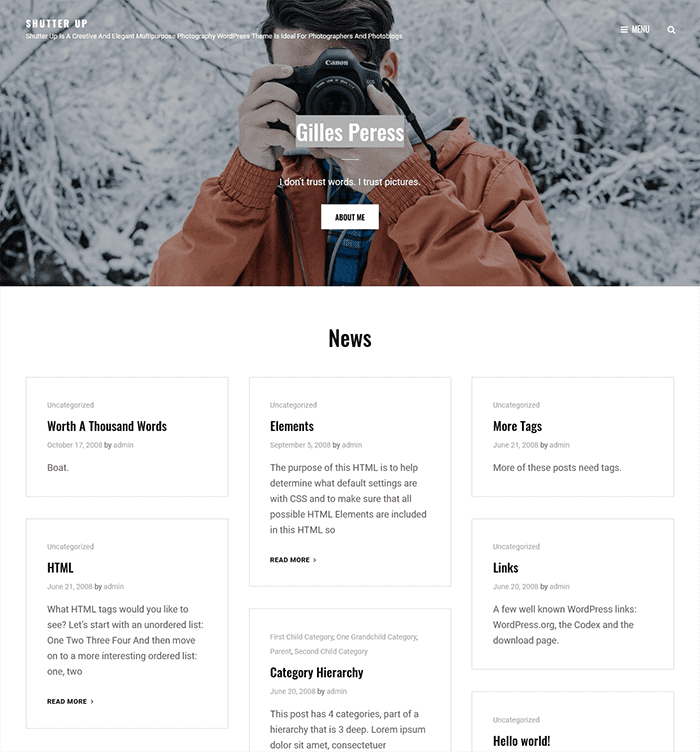 Shutter Up WordPress-Thema