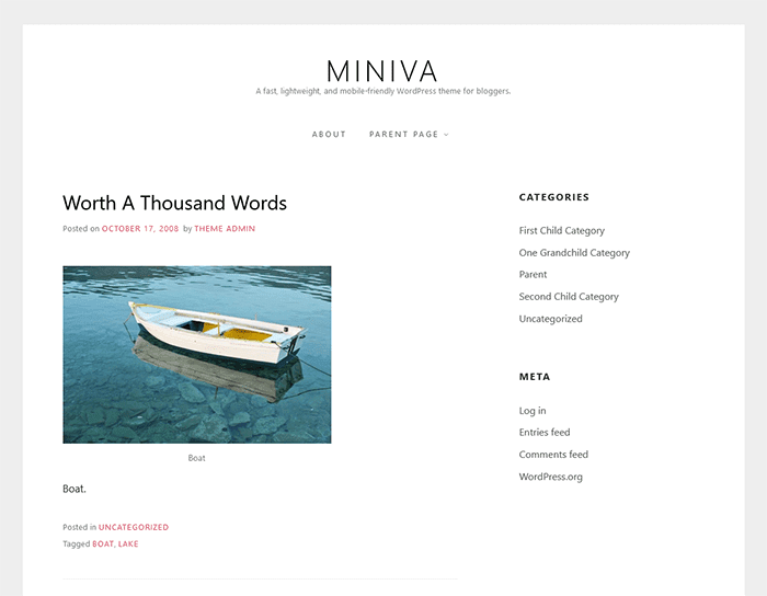 Miniva WordPress-Theme für Blogger