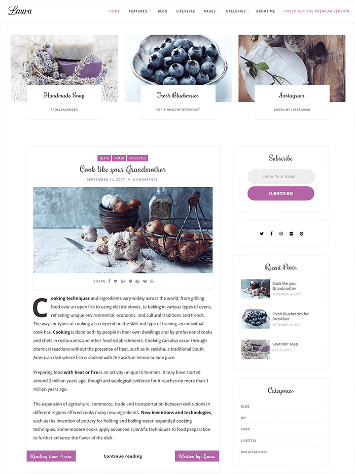 Laura Lite WordPress-Blog-Theme