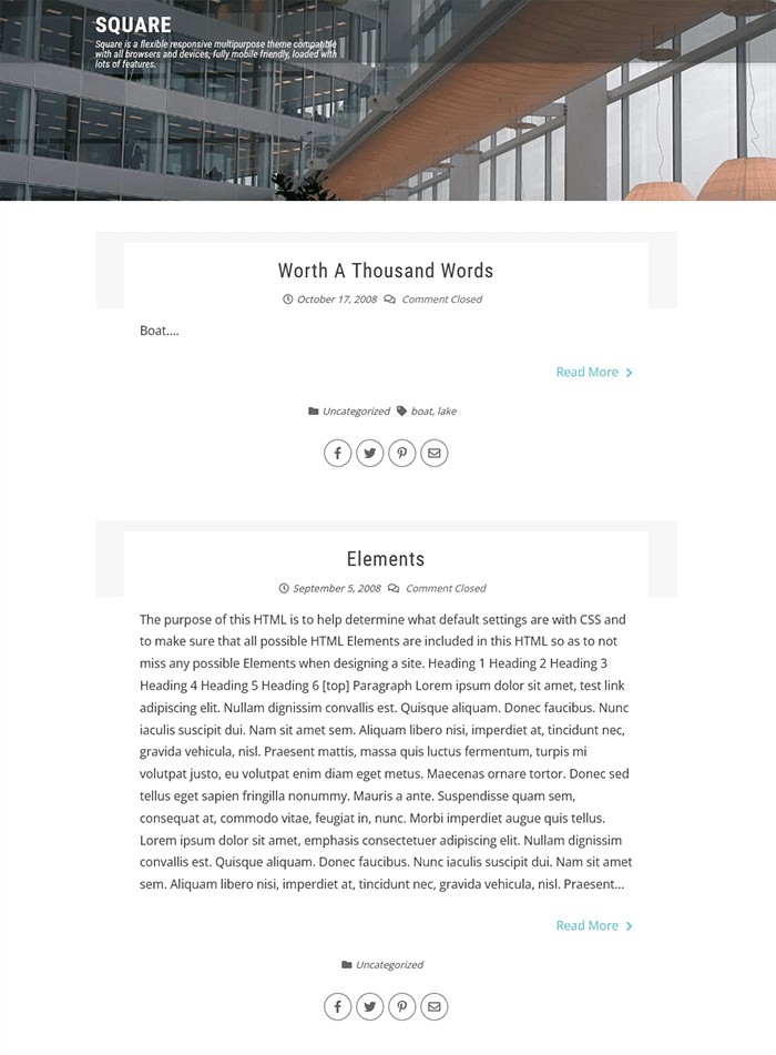 Quadratisches WordPress-Theme