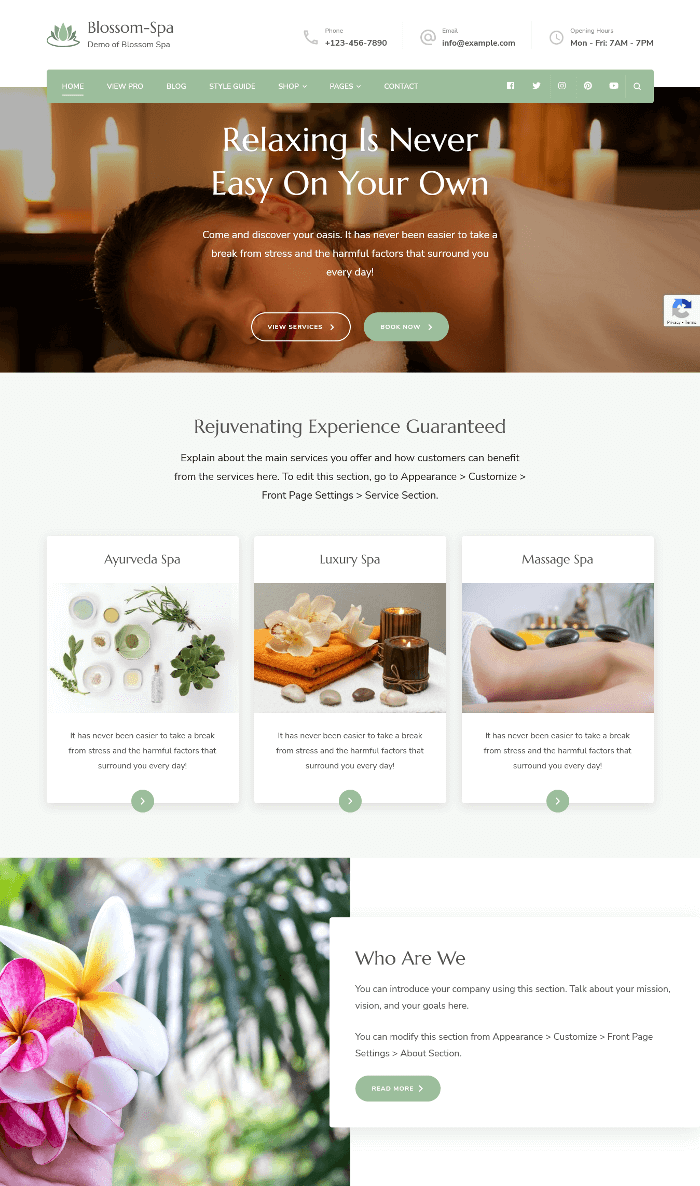 Blossom Spa WordPress-Theme