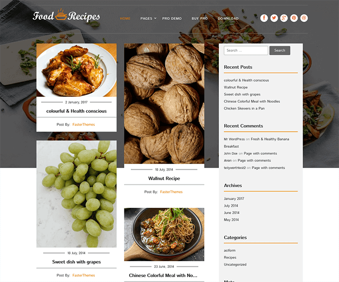 Lebensmittelrezepte WordPress-Theme
