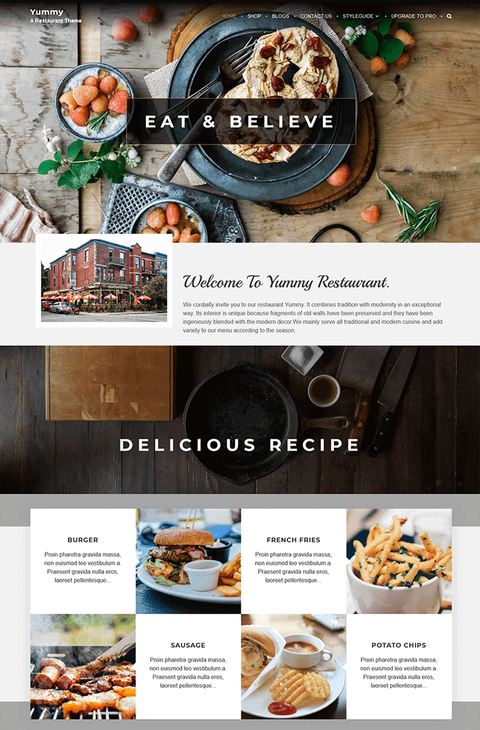 Leckeres kostenloses Restaurant-Thema