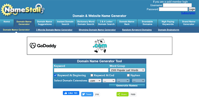 NameStall-Domainnamen-Generator