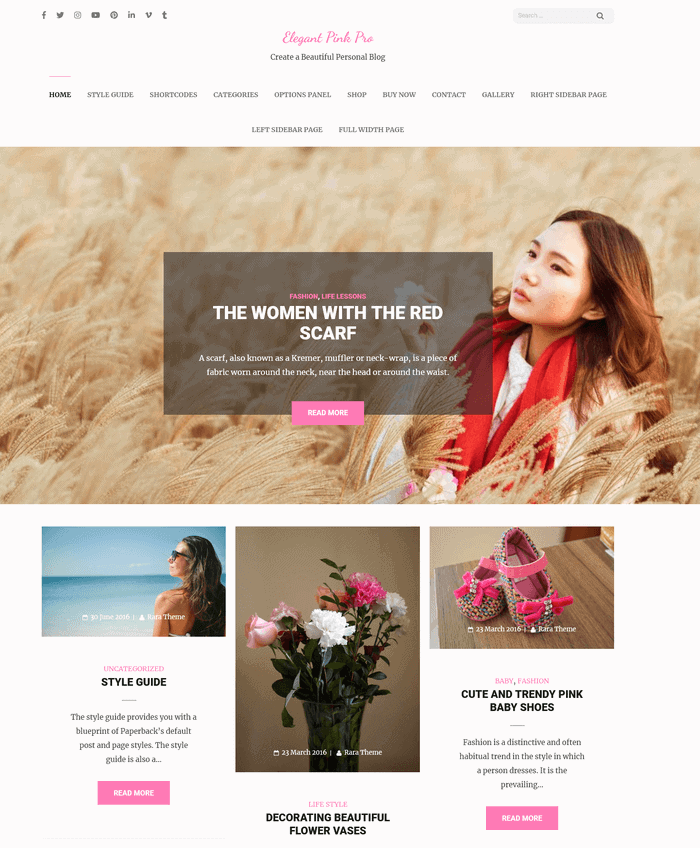 Elegante tema de WordPress Pink Pro
