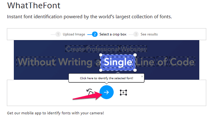 recortar y resaltar el texto en la herramienta WhatTheFont