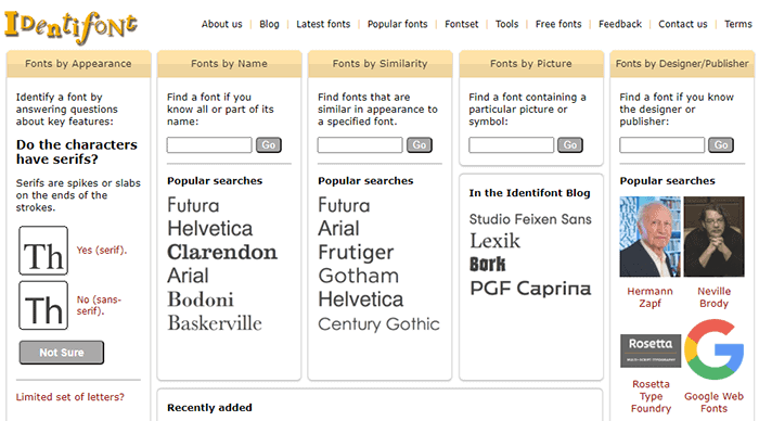 utilizando la herramienta identifont