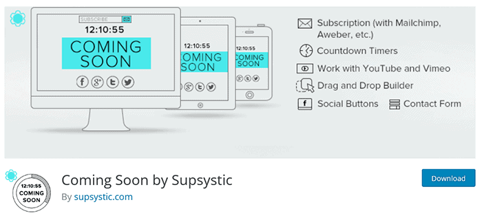 Coming Soon von Supsystic WordPress Plugin
