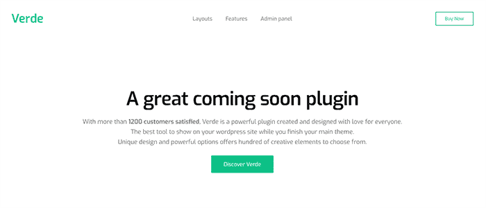 Verde WordPress Coming Soon Plugin