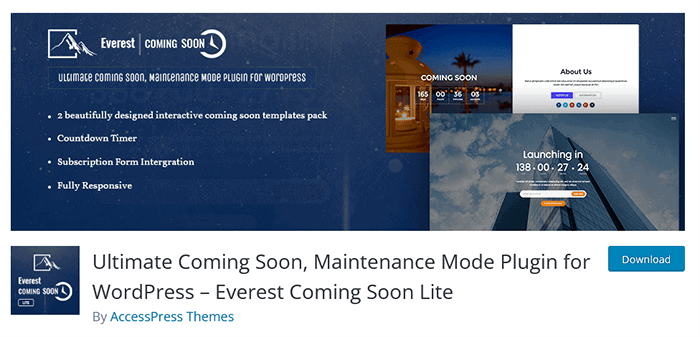 Everest Demnächst Lite WordPress-Plugin