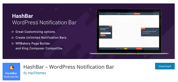 HashBar WordPress-Benachrichtigungsleiste