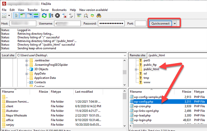 เข้าถึงไฟล์ wp-config