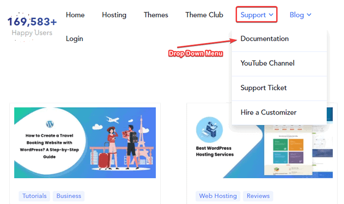 esempio di menu a tendina
