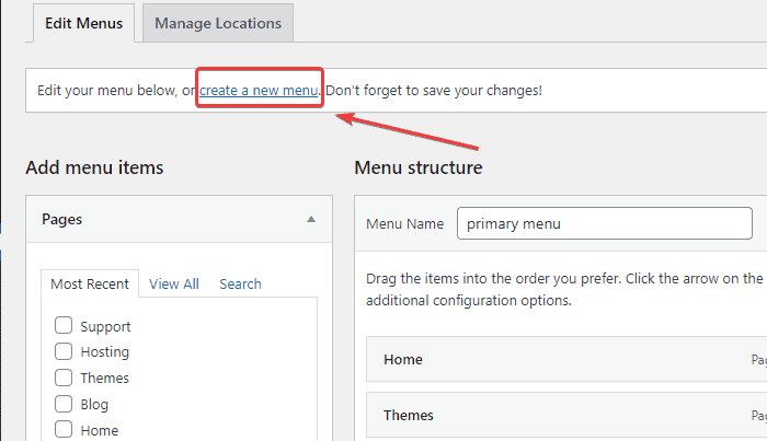crea una nuova opzione di menu in WordPress