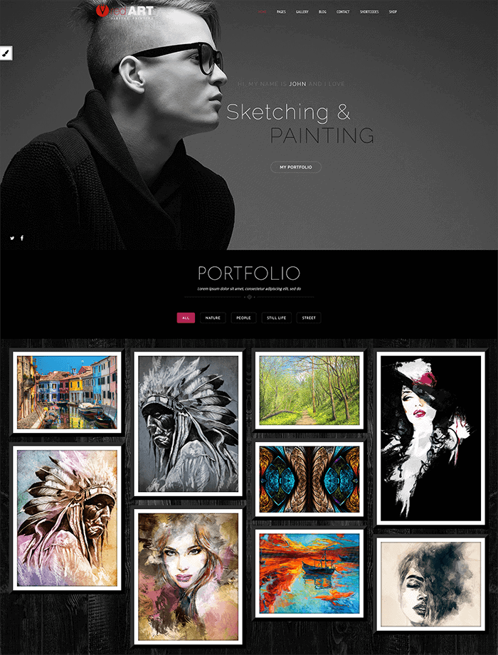 Tema de WordPress de arte rojo