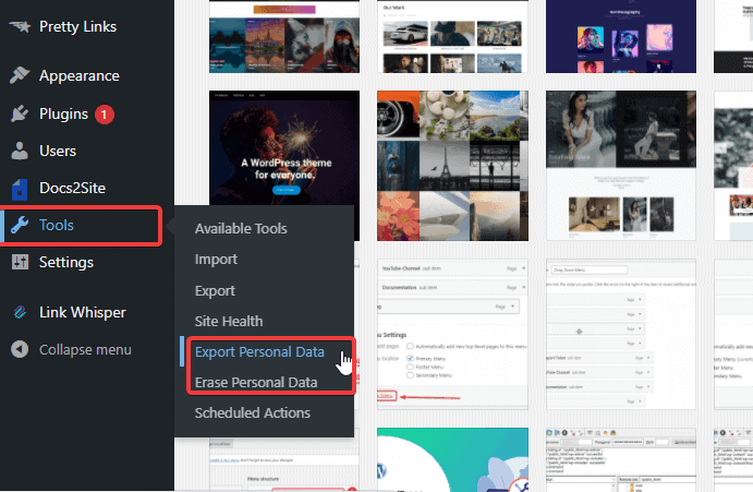 ekspor atau hapus data pribadi di WordPress