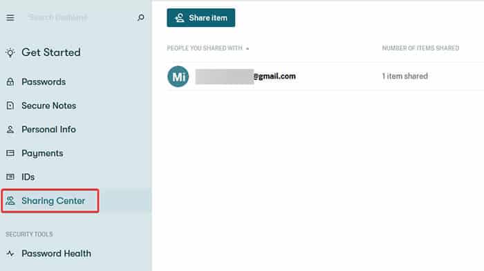 Dashlane – Passwortfreigabe