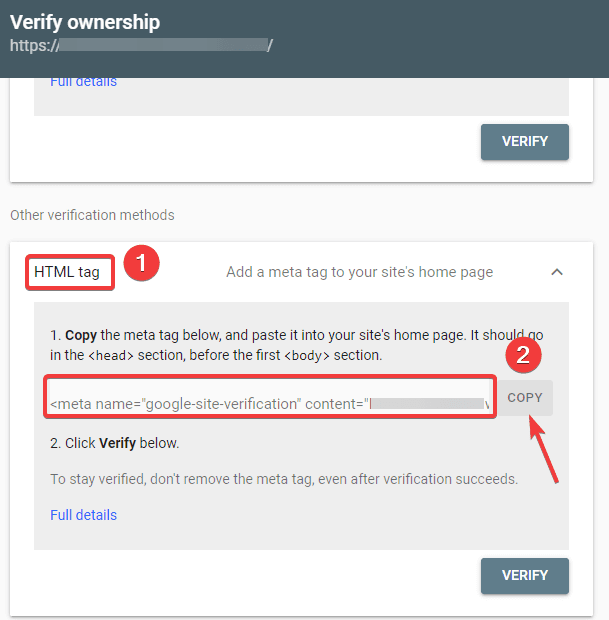 Kopieren des Codes zur Verifizierung