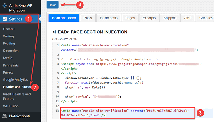 Speichern Sie Code beim Plugin zum Einfügen von Kopf- und Fußzeilen