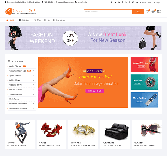 Tema WordPress gratuito per il carrello della spesa
