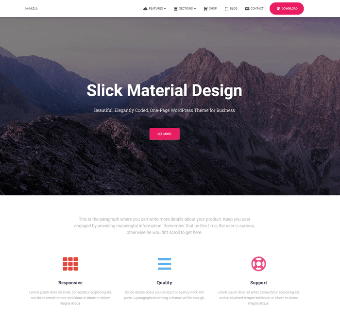 Tema WordPress di Hestia