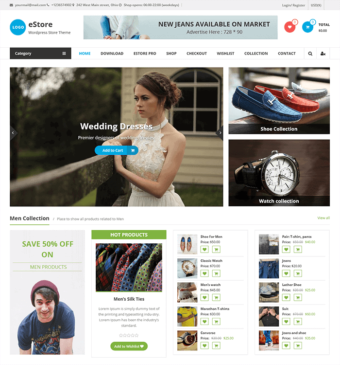 eStore tema WordPress gratuito