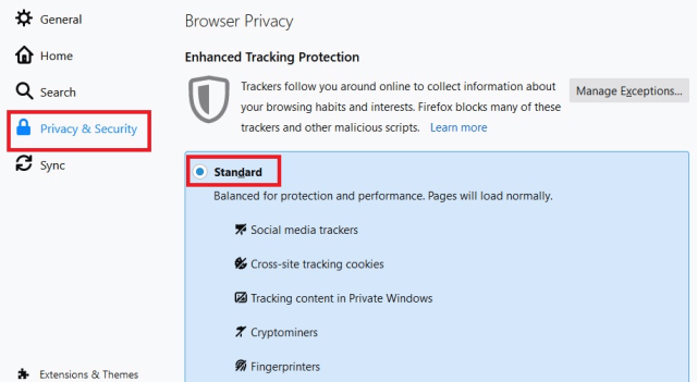 Firefox Gizliliği