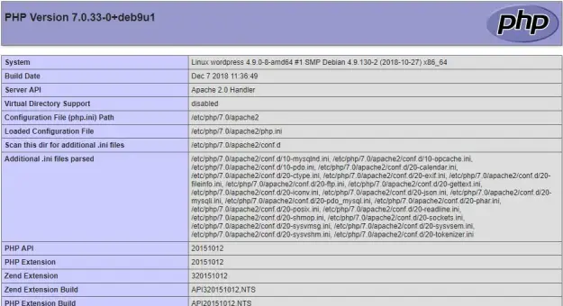 phpinfo