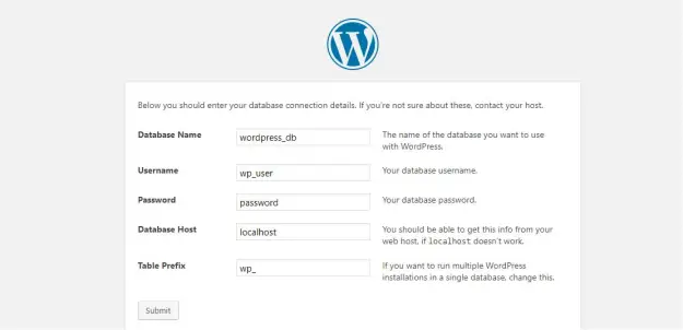 wordpress 數據庫設置