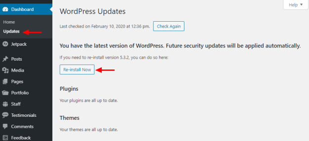 Actualizaciones de WordPress