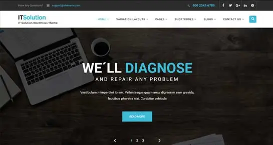 Tema de WordPress de solución de TI